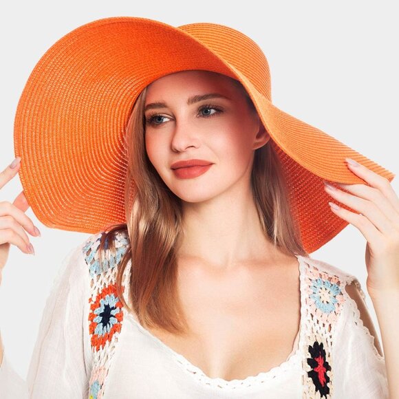 Orange Floppy Wide Brim Sun Hat – NEW! - Picture 1 of 2